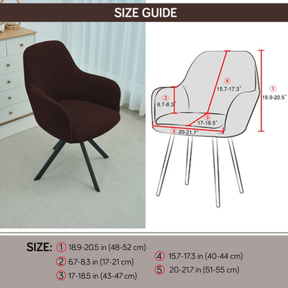 Premium Jacquard Fully Covered Cover for Swivel Dining Chair with Arms, Chocolate Brown