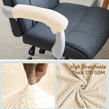 170gsm Jacquard Office Chair Arm Rest Cover (Zipper Style), 1 Pair, Beige