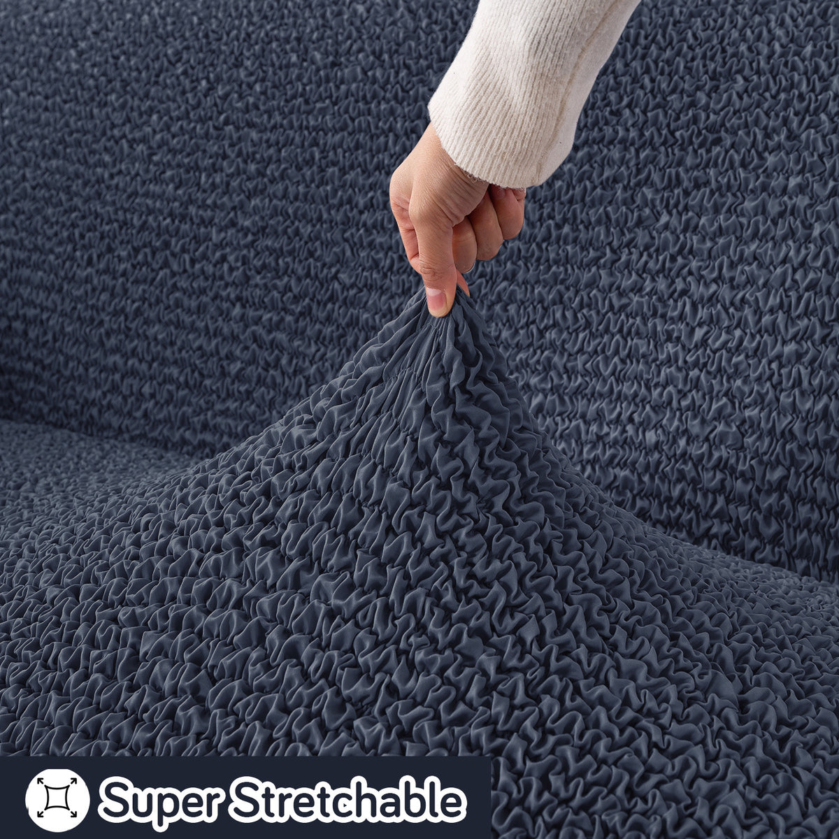 Italian Belissia Luxe Series' Super Stretchable Microfiber 1/2/3 Seater Sofa Cover, Navy Blue