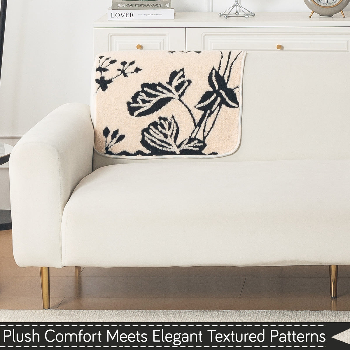 Luxury Plush Sherpa Anti-Slip Sofa Cover Mat, 'Noirea Series'| Butterfly Garden