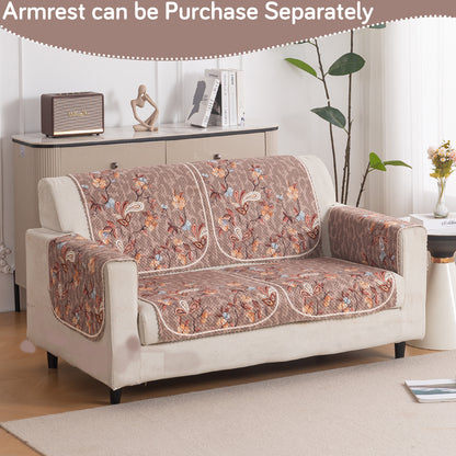 HeavenHue Fleece Soft Touch Quilted Sofa Cover Set Washable Sofa Panel for Seat & Bk - Vintage Bloom
