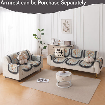 LoomVerse Quilted Sofa Cover Set Washable Sofa Panel for Seat & Back - Tranquil Tree