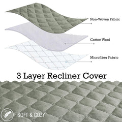 Waterproof Quilted Recliner Sofa Mat for One Seater Recliner Sofa, Light Grey