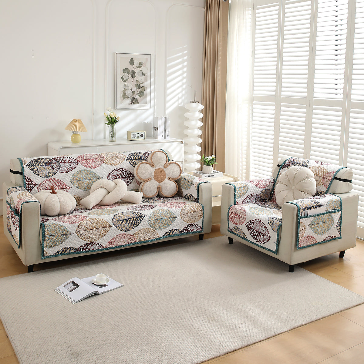 3+1 seater quilted sofa cover