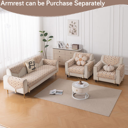 Heritage Weave Premium Jacquard Sofa Cover Set with Tassels - Sandy Beige