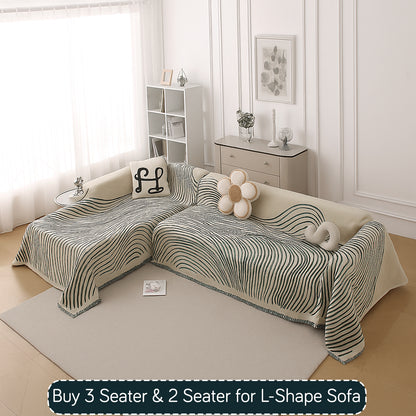 WaveLoom Collection Printed Chenille Sofa Cover Throw, Peacock Green