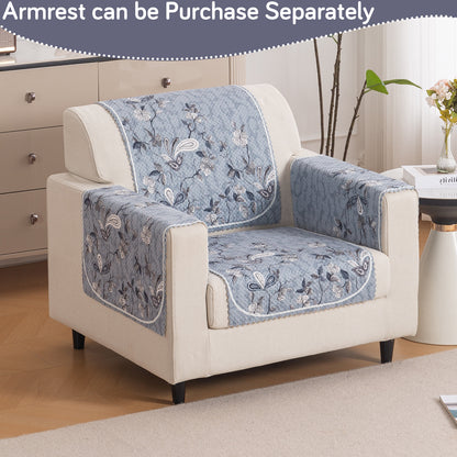HeavenHue Fleece Soft Touch Quilted Sofa Cover Set Washable Sofa Panel for Seat & Back - Frosted Petals