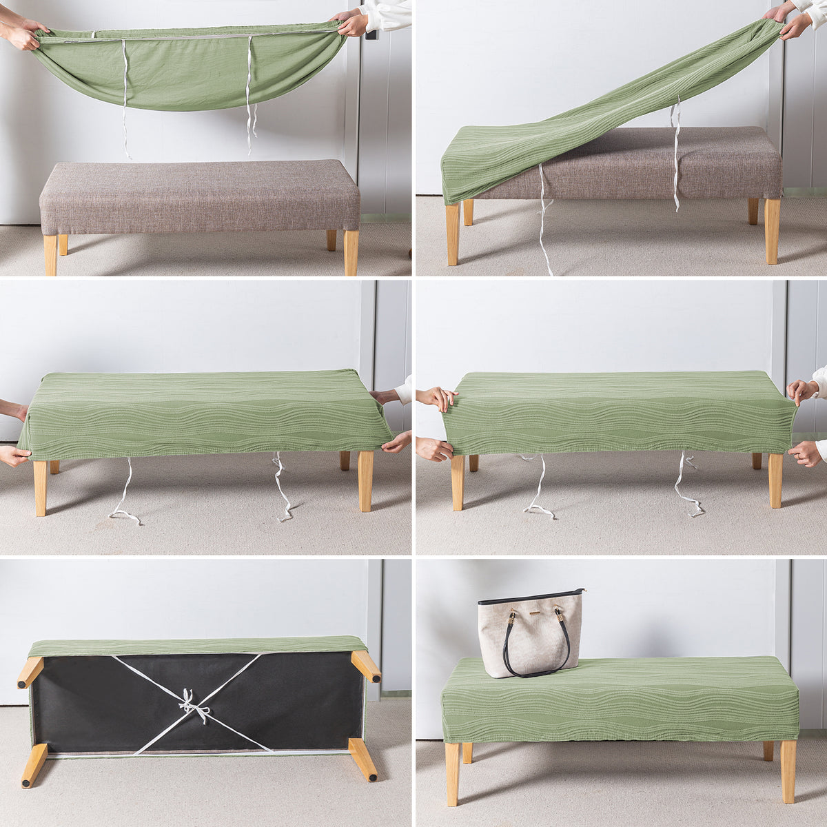 Nestiva Series 200gsm Knitting Jacquard Bench Cover - Pastel Green