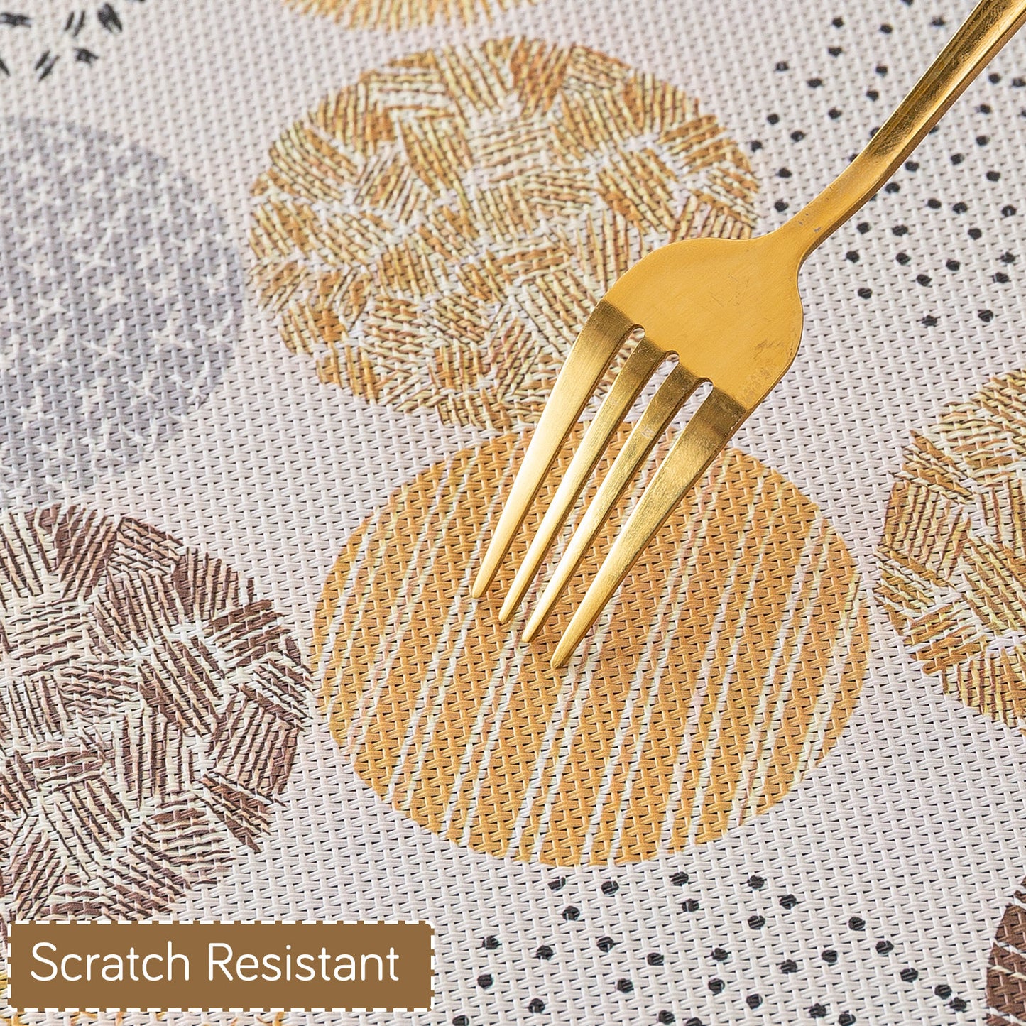 Color Splash PVC Mats for Dining Table, Abstract Circles - Olive Brown