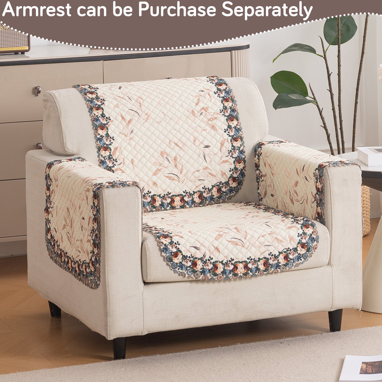 LoomVerse Quilted Sofa Cover Set Washable Sofa Panel for Seat & Back - Petal Harmony