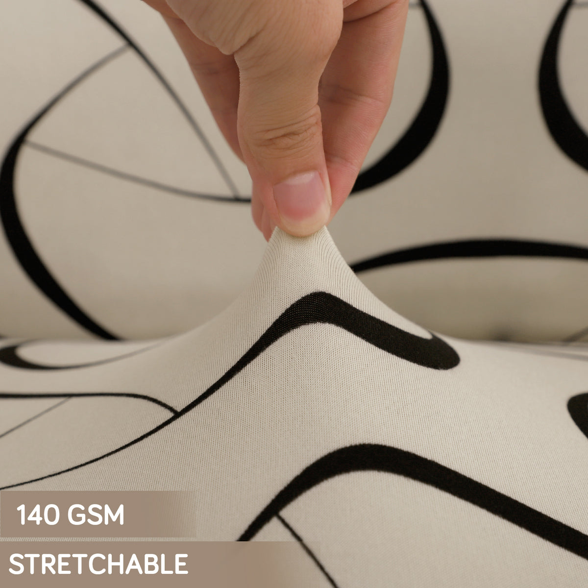 Printed Office Chair Cover for Desk Chair (Mid-Back) – 140 GSM Stretch Fabric – Washable, Durable & Anti-Slip – Fits Mid-Back Office Chairs, Natural Beige Abstract Art - Medium