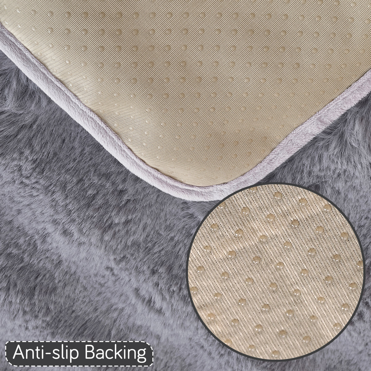 'FurHug' Premium Faux Rabbit Fur Sofa Seat Mats, Cool Grey