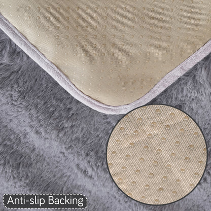'FurHug' Premium Faux Rabbit Fur Sofa Seat Mats, Cool Grey