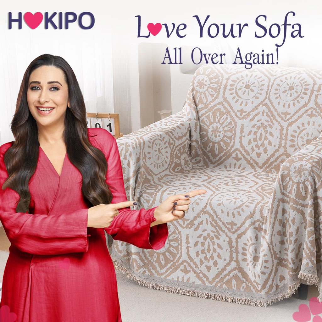 Premium 320 GSM Chenille Sofa Cover Throw All Season 'Serene Abode Series', Boho Floral Tile