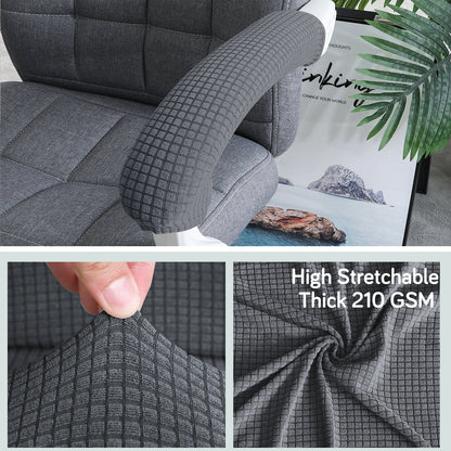 210gsm Jacquard Water Repellent Armrest Covers for Office Chair (Zipper Style), 1 Pair, Dark Grey
