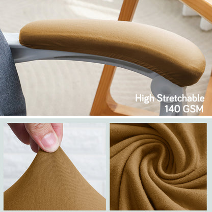 140gsm Armrest Covers for Office Chair (Elastic Style), 1 Pair, Camel