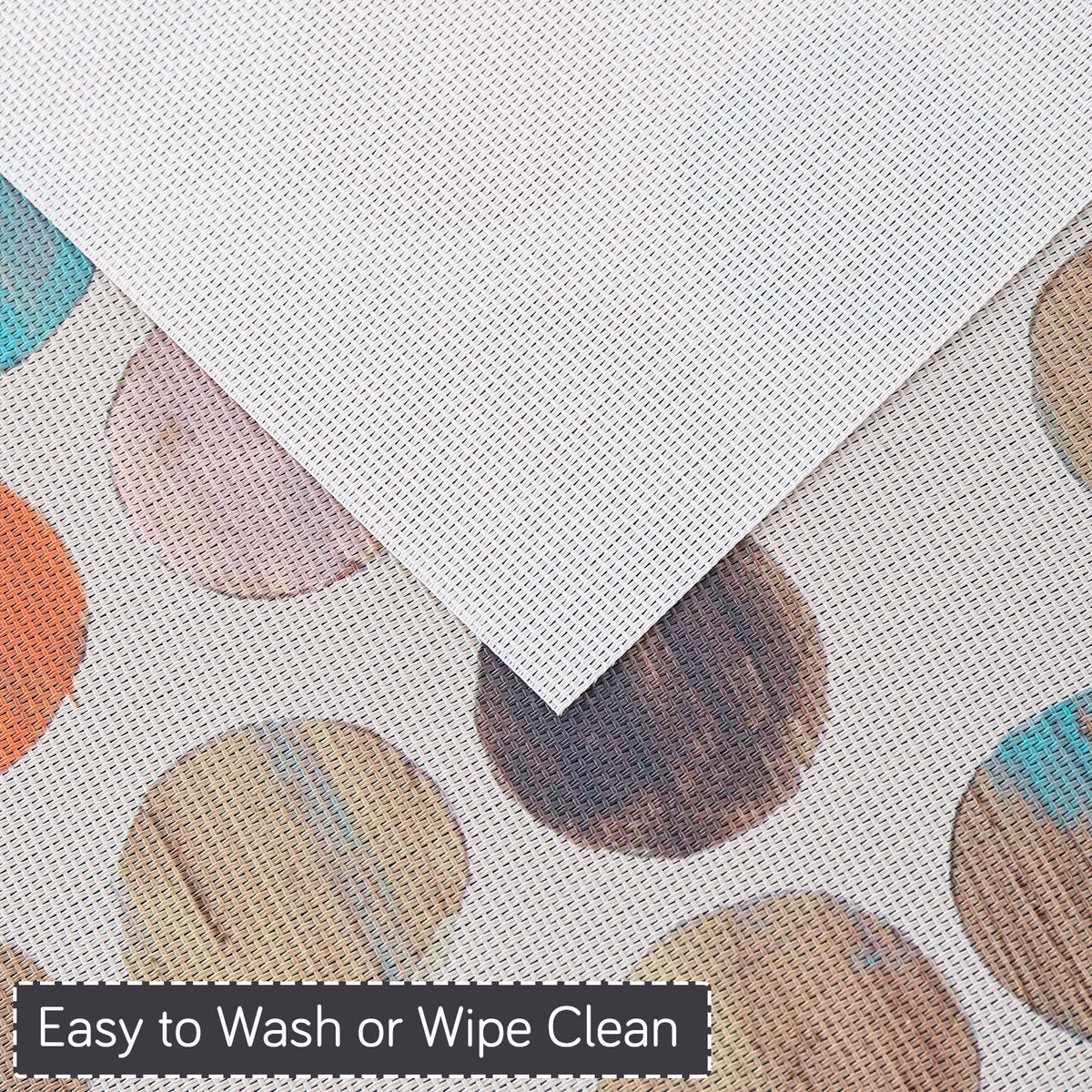 Color Splash PVC Mats for Dining Table, Watercolor Circles - Soft Beige