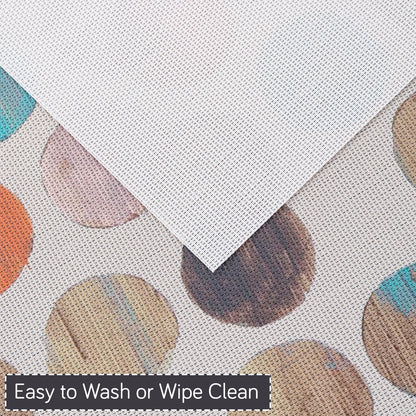 Color Splash PVC Mats for Dining Table, Watercolor Circles - Soft Beige