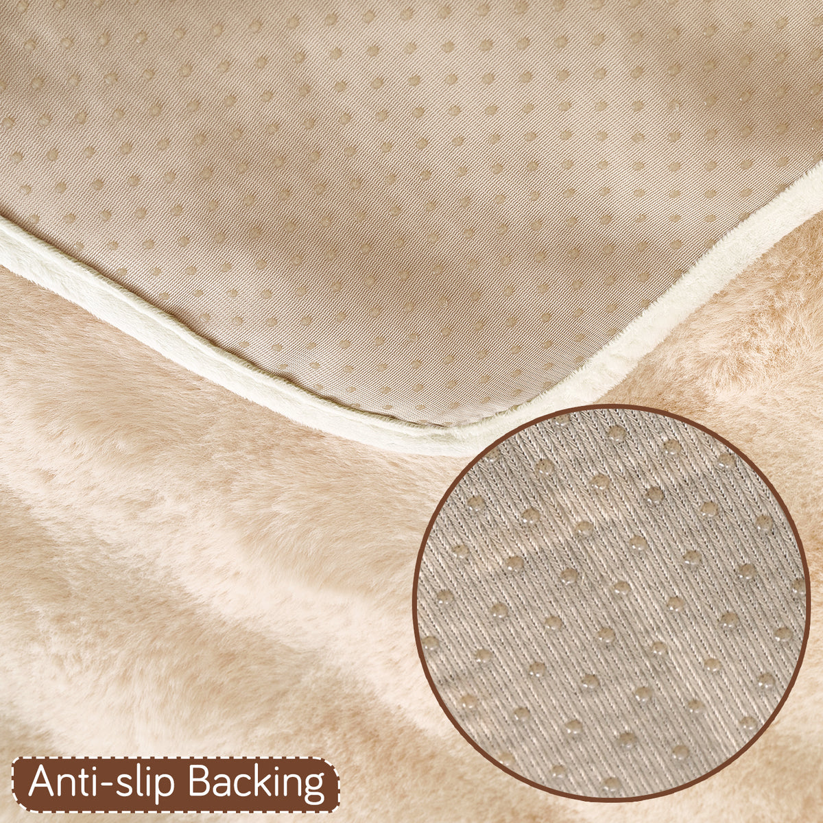 'FurHug' Premium Faux Rabbit Fur Sofa Seat Mats, Beige