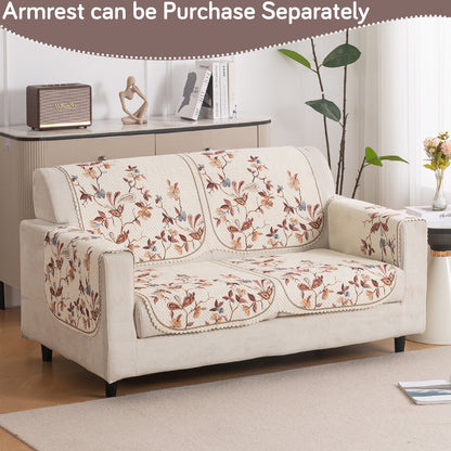 HeavenHue Fleece Soft Touch Quilted Sofa Cover Set – Washable Sofa Panel for Seat & Back - Autumn Whisper