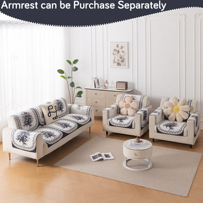 LoomVerse Quilted Sofa Cover Set Washable Sofa Panel for Seat & Back - Midnight Bloom