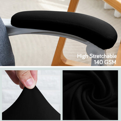 140gsm Armrest Covers for Office Chair (Elastic Style), 1 Pair, Black