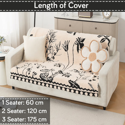 'Noirea Series' Plush Sofa Cover for Seat & Back, Butterfly Garden