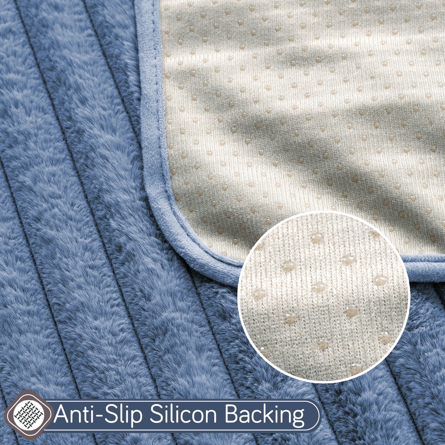 Faux Rabbit Fur Plush Anti-Slip Sofa Mat |Snuggle Fur Denim Blue