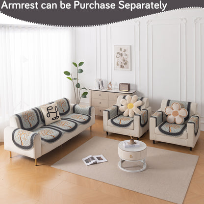 LoomVerse Quilted Sofa Cover Set Washable Sofa Panel for Seat & Back - Tranquil Tree