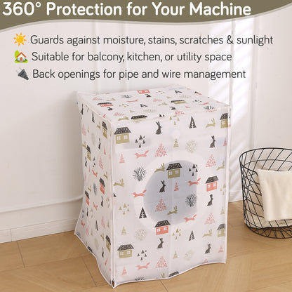 Waterproof Front Load / Top Load Washing Machine Cover | PEVA Dustproof Protective Cover for 6kg, 6.5kg, 7kg & 7.5kg Fully Automatic Machines, Woodland Village