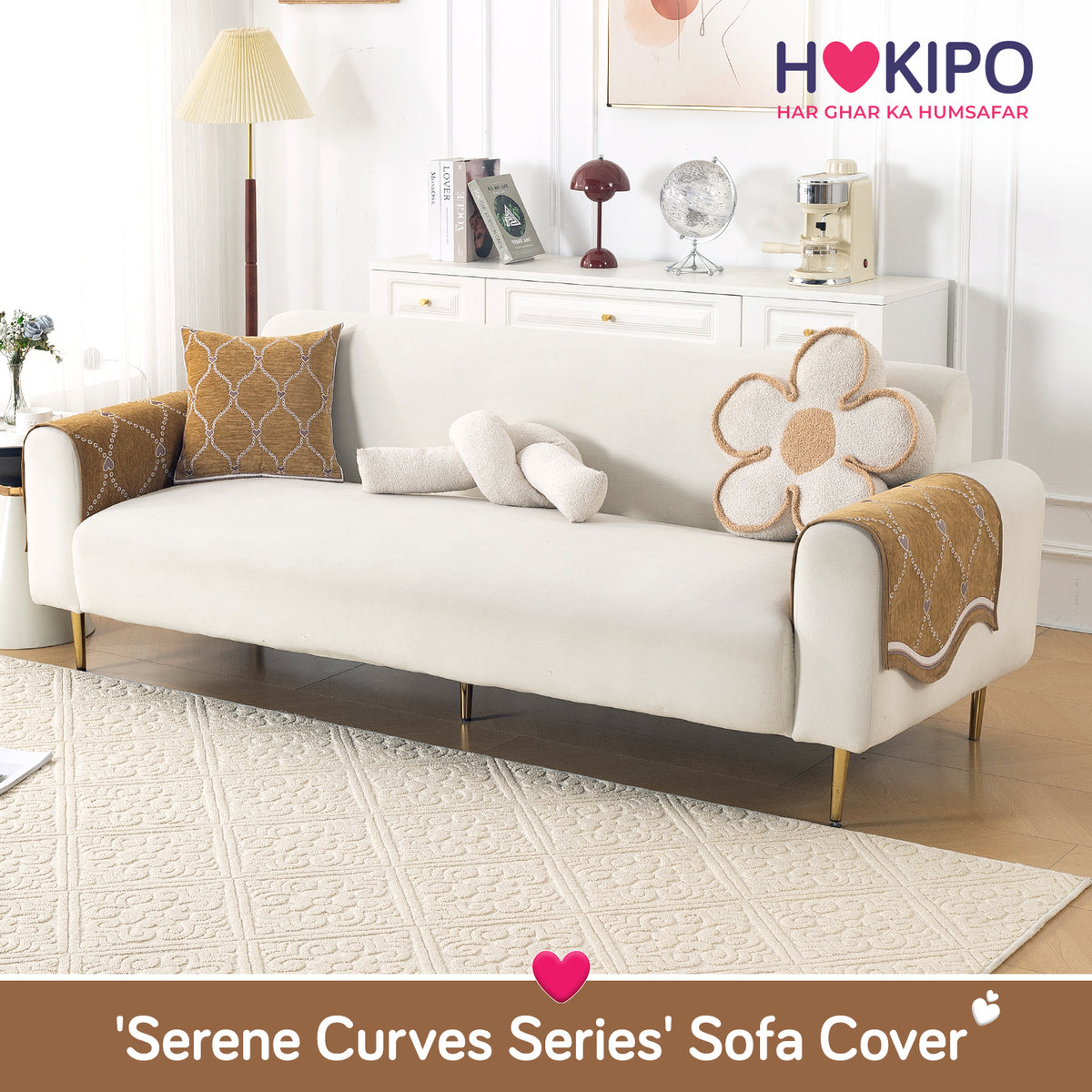 Serene Curves Sofa Cover Mat, Love Trails