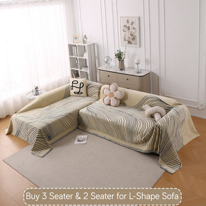 WaveLoom Collection Printed Chenille Sofa Cover Throw Blanket, Grey