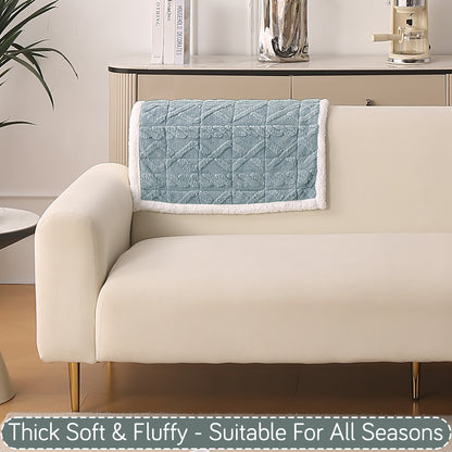 'Italian Caelora' Luxury Jacquard Plush Anti-Slip Sofa Cover Mat - Powder Blue