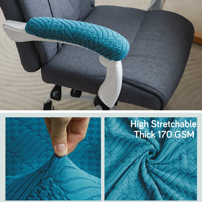 170gsm Jacquard Office Chair Arm Rest Cover (Elastic Style), 1 Pair, Turquoise