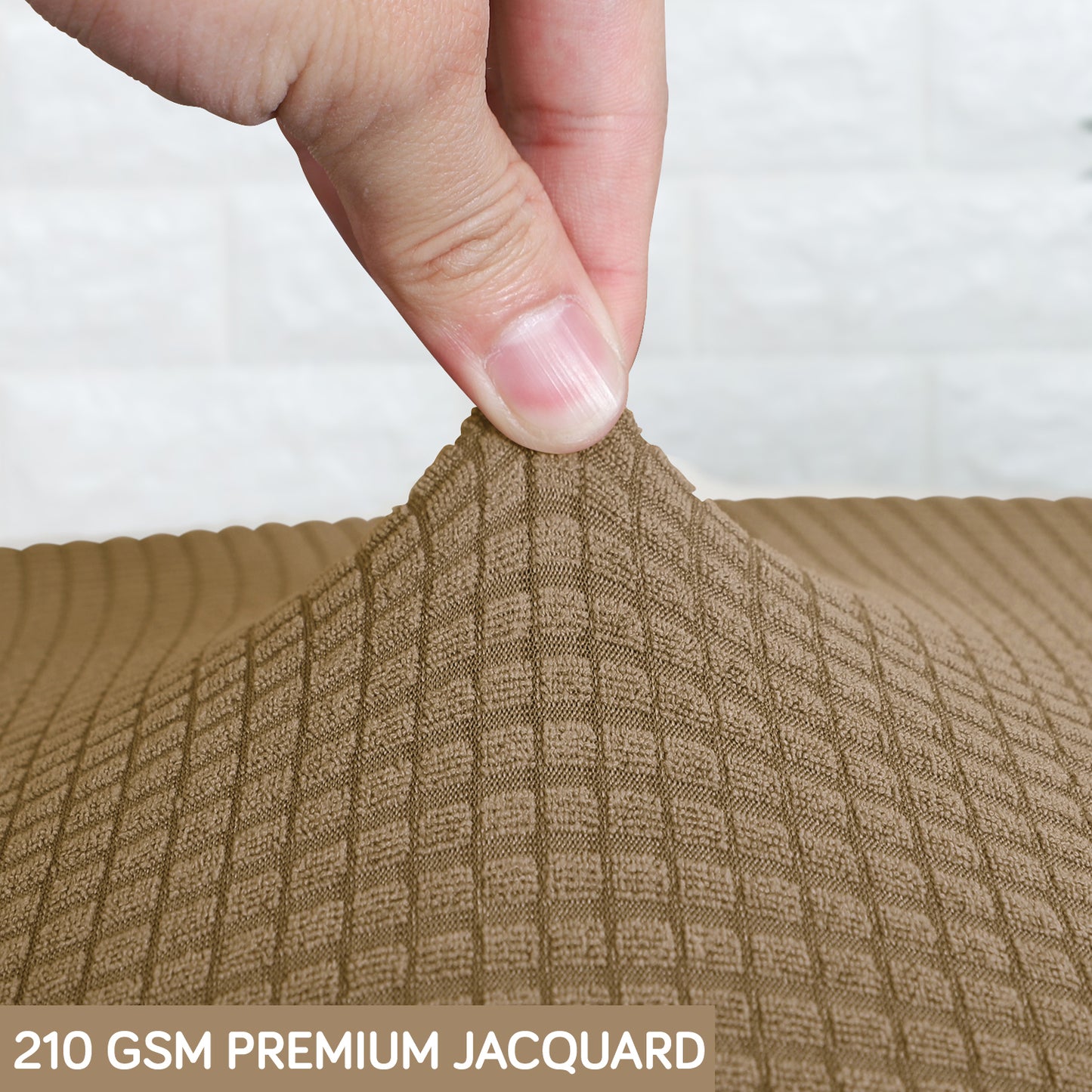 Water Repellent Office Chair Cover for Task Chair – 210 GSM Stretchable Jacquard – Washable & Anti-Slip – Fits Small Office Chairs Without Headrest, Light Brown
