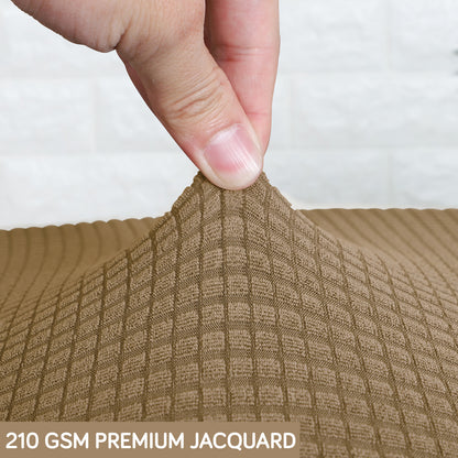 Water Repellent Office Chair Cover for Task Chair – 210 GSM Stretchable Jacquard – Washable & Anti-Slip – Fits Small Office Chairs Without Headrest, Light Brown