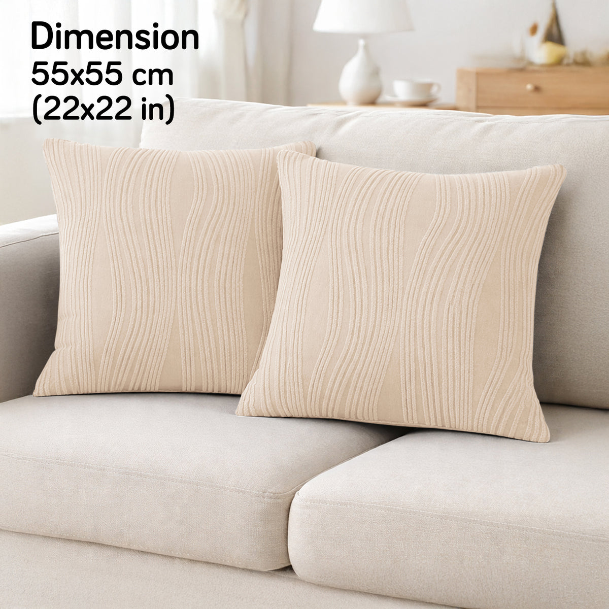 Nestiva Series Premium Knitting Jacquard Sofa Cushion Cover - Skimmed Cream