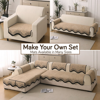 Premium Supple Soft Wavy Sofa Cover Mat, Brown