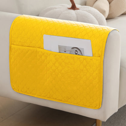 2 Pcs Quilted Sofa Armrest Cover, Yellow