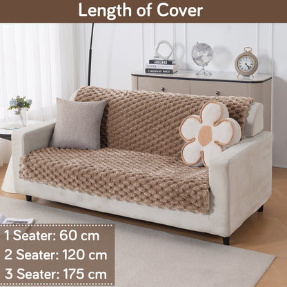 'BunnySoft Series' Plush Sofa Cover Throw for Sofa Seat & Back, Canvas Brown