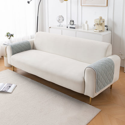 Diamond Tuft Plush Sofa Cover Mat, Mist Grey