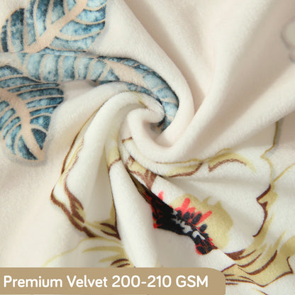 Premium Printed Velvet Sofa Cover 1/2/3 Seaters Fully Covered, Buttercream Magnolia Whisper