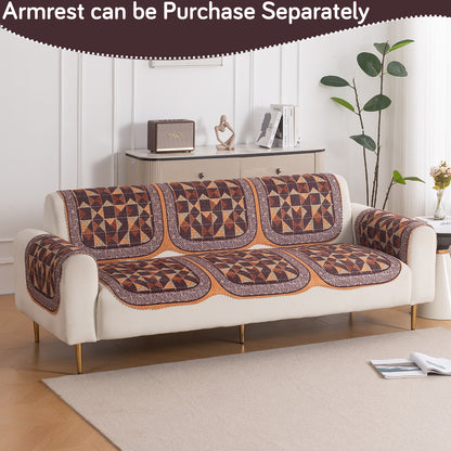 HeavenHue Fleece Soft Touch Quilted Sofa Cover Set Washable Sofa Panel for Seat & Back - Rustic Mosaic