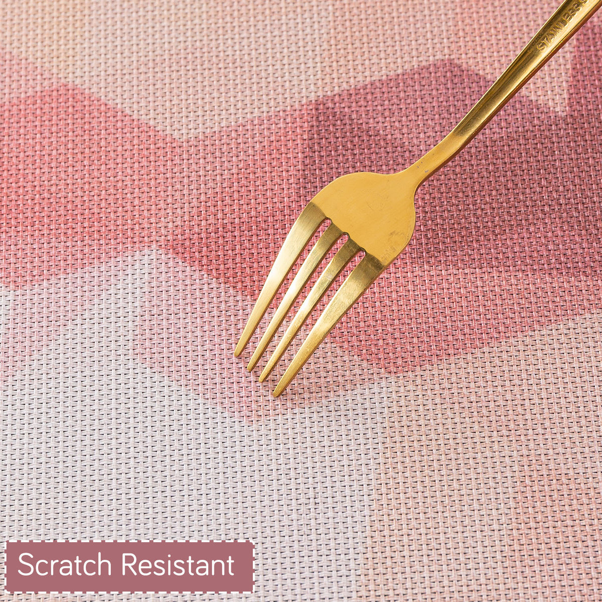 Color Splash PVC Mats for Dining Table, Abstract Polygon - Rose Mauve