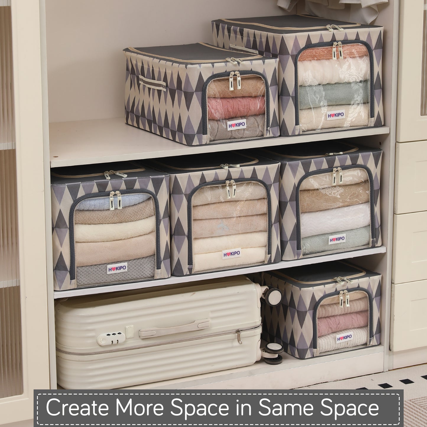 Foldable Cloth Storage  Box Organizer for Wardrobe - Ash Mirage