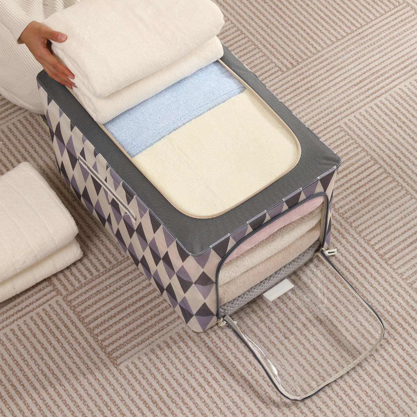 Foldable Cloth Storage  Box Organizer for Wardrobe - Ash Mirage