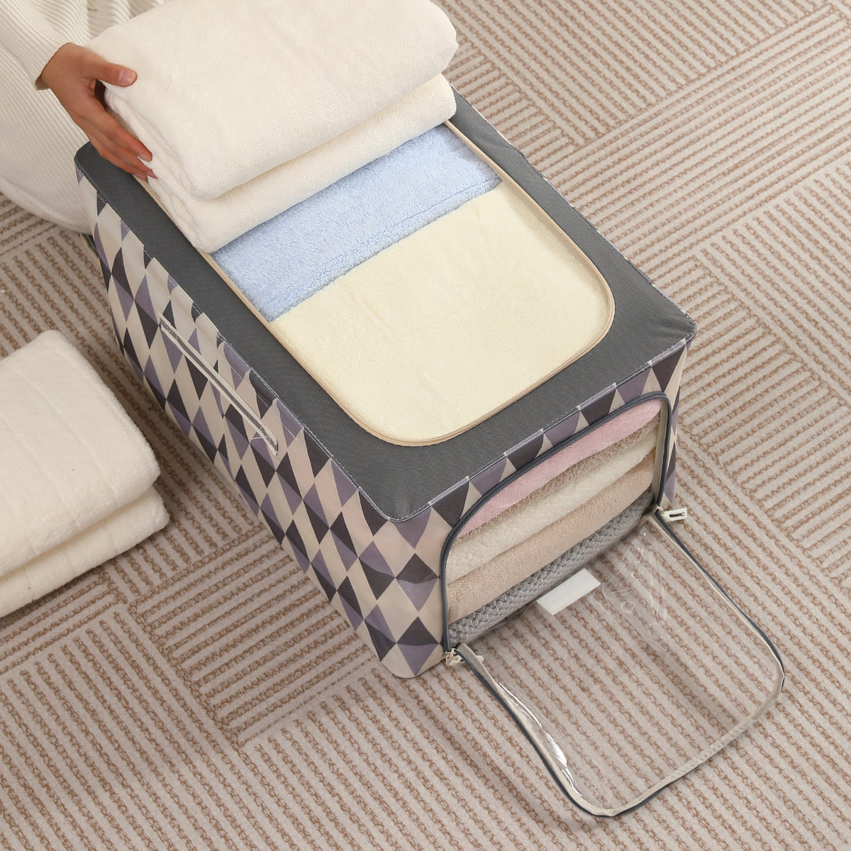Foldable Cloth Storage  Box Organizer for Wardrobe - Ash Mirage