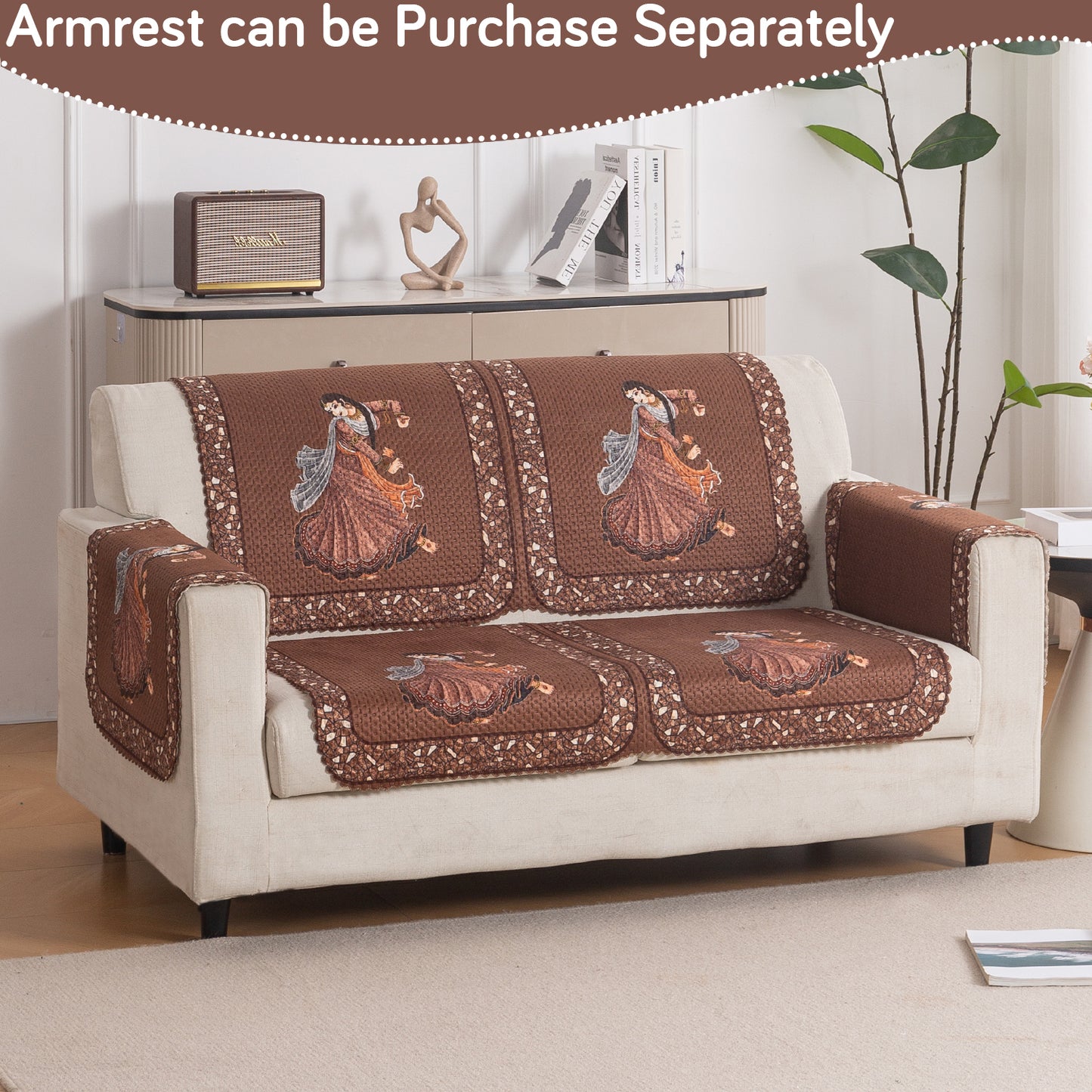 HeavenHue Fleece Soft Touch Quilted Sofa Cover Set Washable Sofa Panel for Seat & Back - Nritya Echo