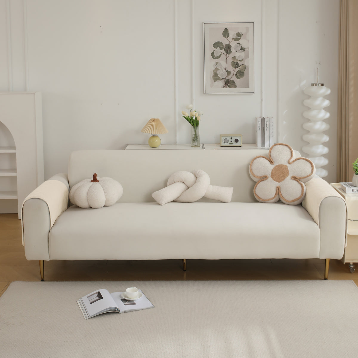 Drylin Quilted Sofa Cover Mat, Cream