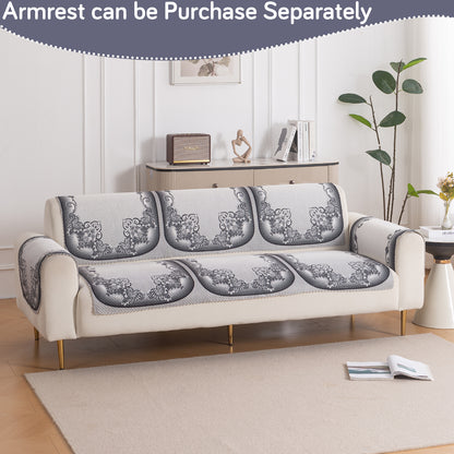 HeavenHue Fleece Soft Touch Quilted Sofa Cover Set Washable Sofa Panel for Seat & Back - Twilight Lace
